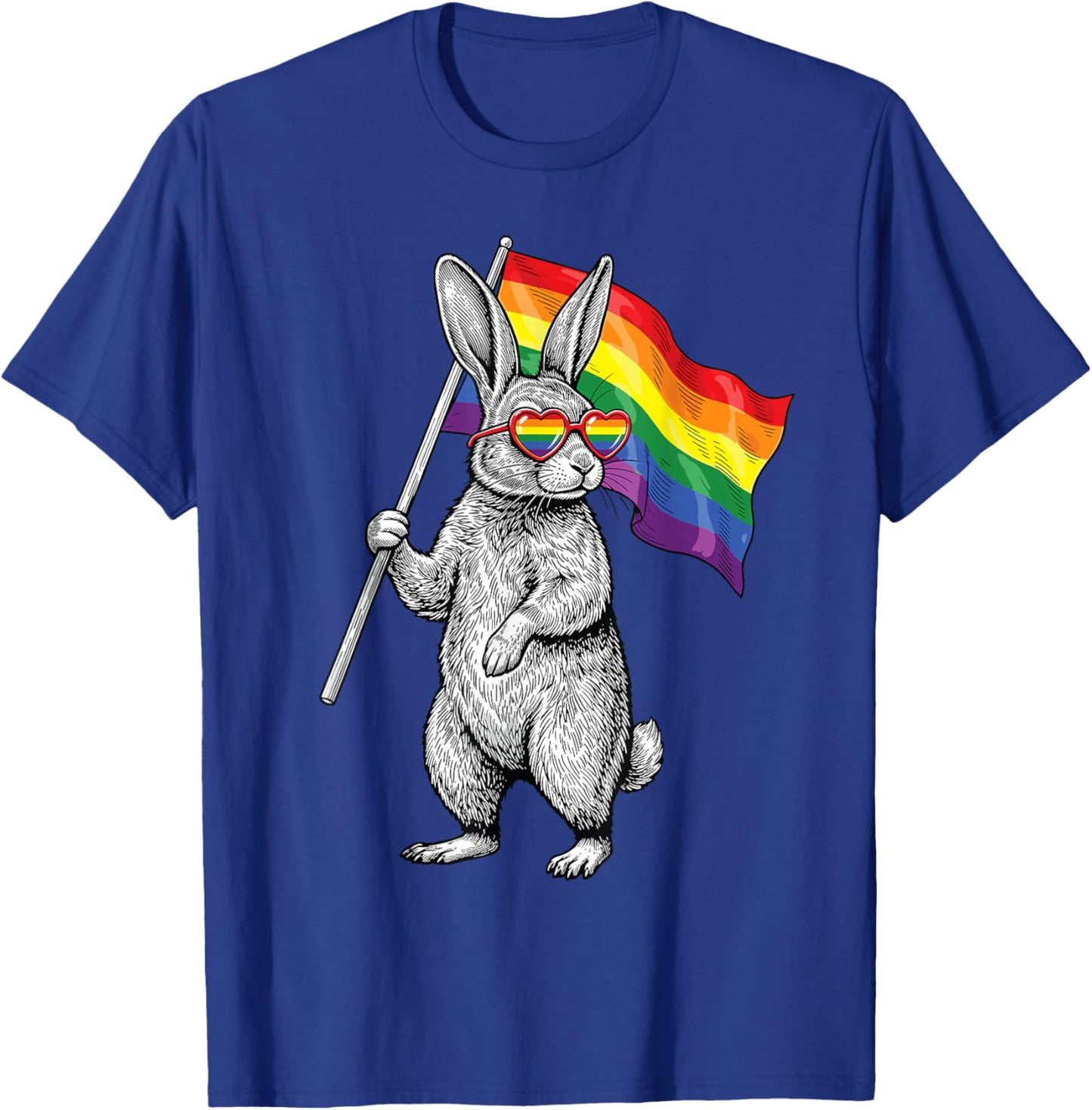 LGBTQ Pride Month Bunny Rainbow Gay Flag LGBT Ally Rabbit T-Shirt - T-Shirt | Royal