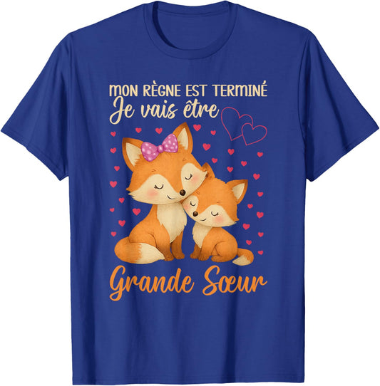 Big Sister Fox I'm Going To Be Senior Sister Announcement Baby T-Shirt - T-Shirt | Royal