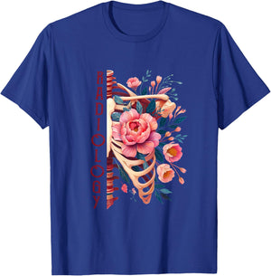 Floral Rib Cage Radiology Skeleton X-Ray Tech Radiologist T-Shirt - T-Shirt | Royal