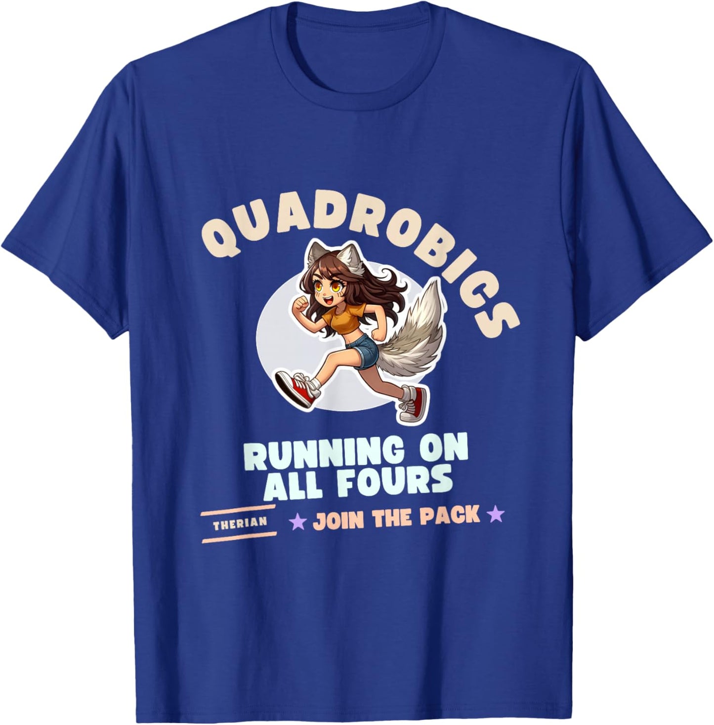 Quardrobics Therian Gear For Teen Tween Girl Fox Wolf Cat T-Shirt - T-Shirt | Royal