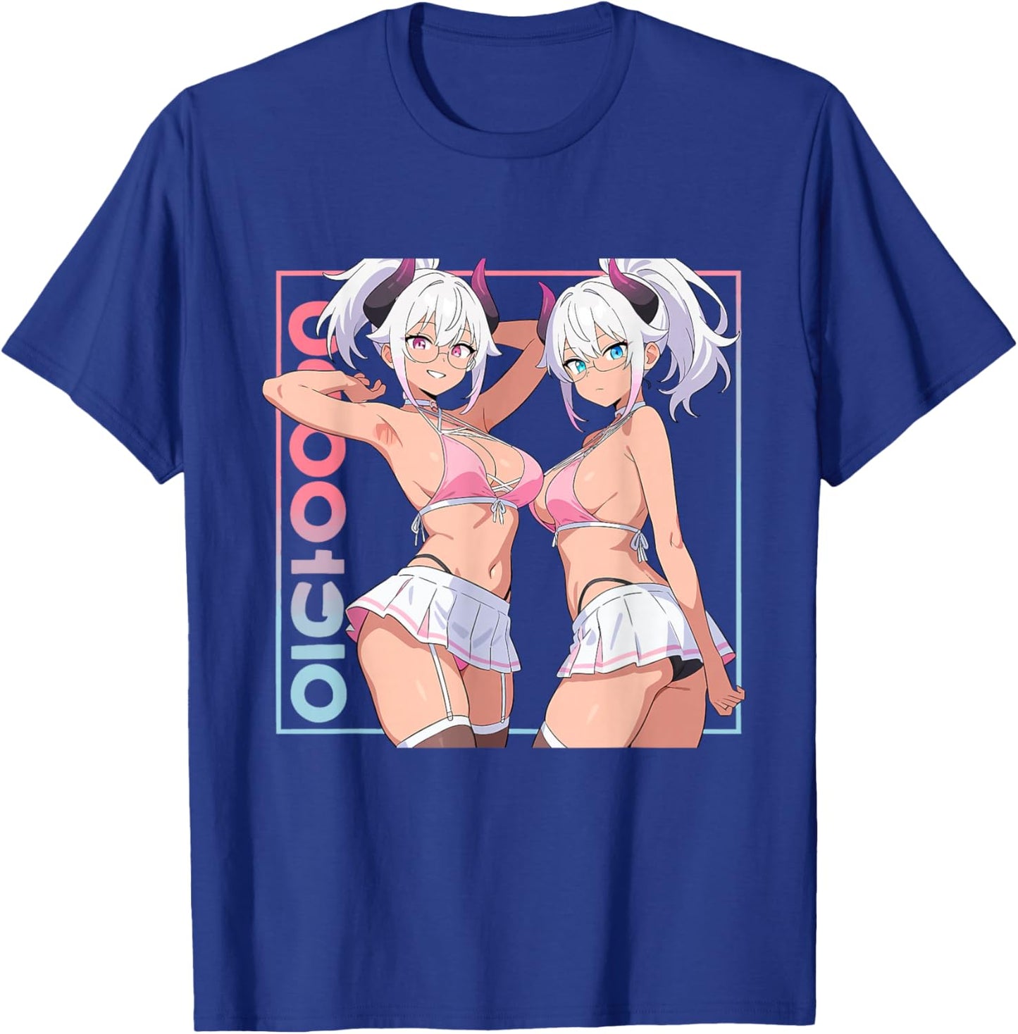 Waifu Sexy Anime Girl Horns Mini Skirt Japanese Retro Art T-Shirt - T-Shirt | Royal