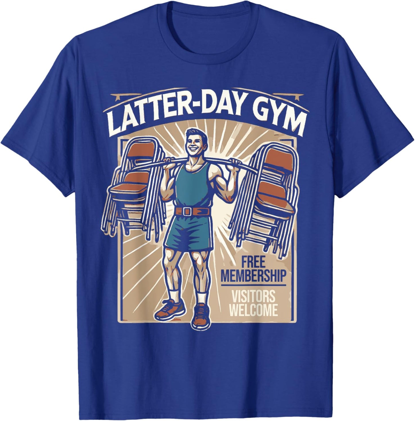 Latter-Day Gym Missionary LDS Church Funny Mormon T-Shirt - T-Shirt | Royal