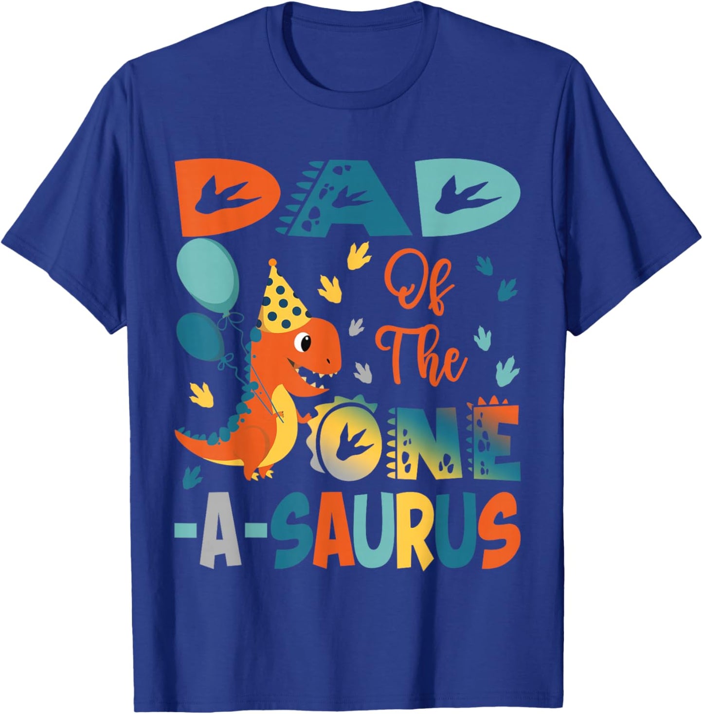 Dad Of The One-A-Saurus 2Nd Birthday Dinosaur Party T-Shirt - T-Shirt | Royal