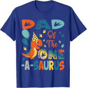 Dad Of The One-A-Saurus 2Nd Birthday Dinosaur Party T-Shirt - T-Shirt | Royal