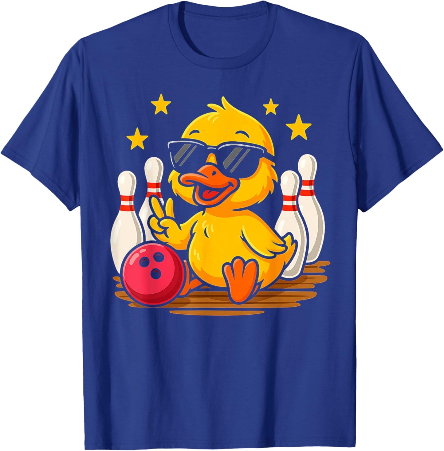 Cute Duck With Sunglasses Duck Playing Bowling women T-Shirt - T-Shirt | Royal