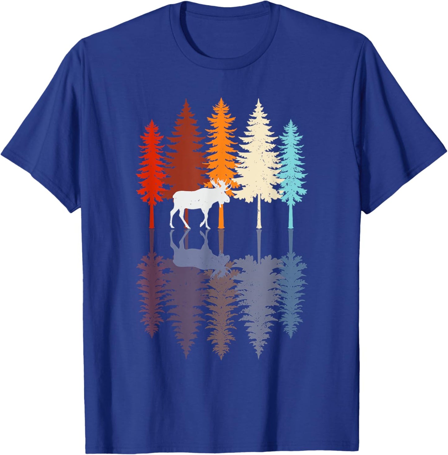 Retro Reflection Vintage Forest Elk Moose T-Shirt - T-Shirt | Royal