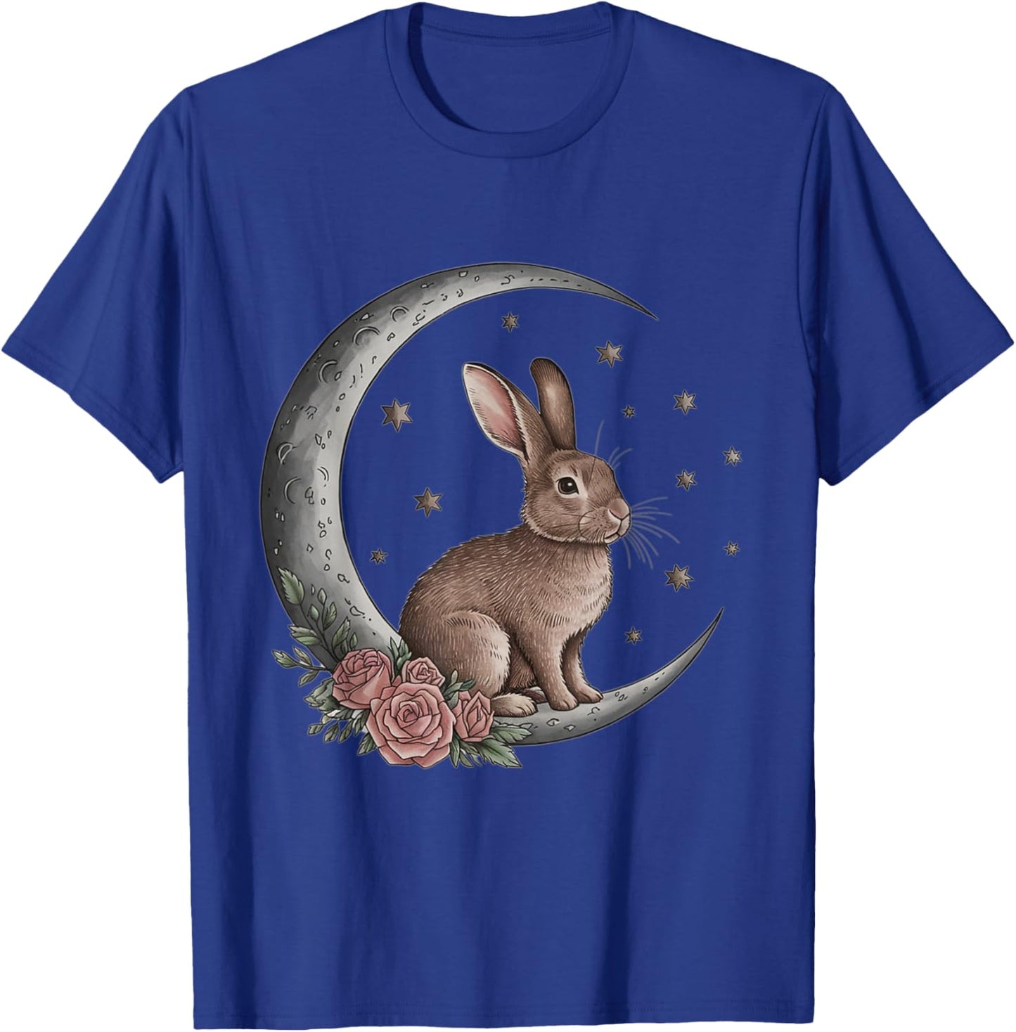 Vintage Bunny on the Moon Cute Goth Easter Rabbit T-Shirt - T-Shirt | Royal