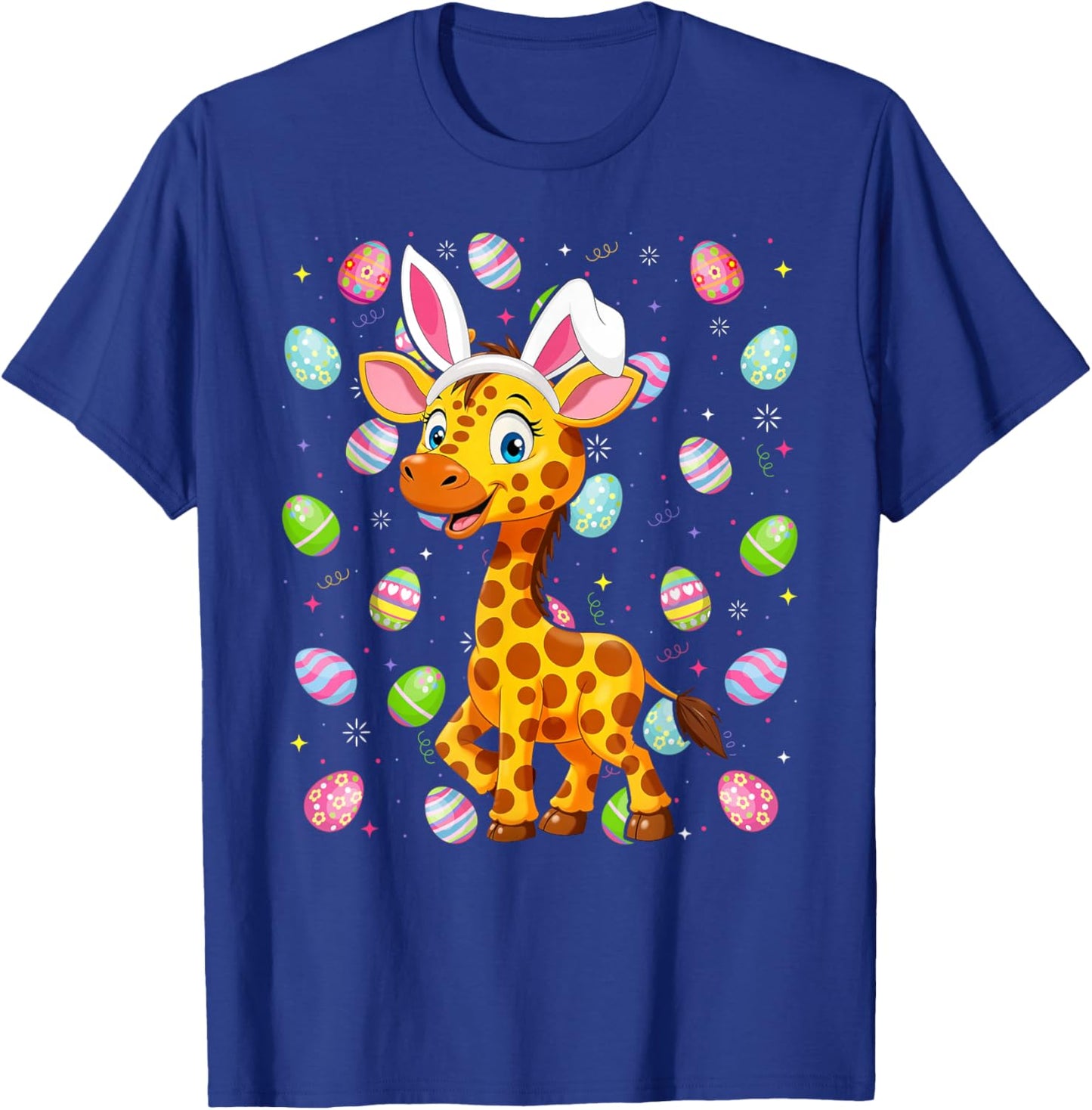 Giraffe Happy Easter Egg Hunt Bunny Ear Giraffe Easter T-Shirt - T-Shirt | Royal