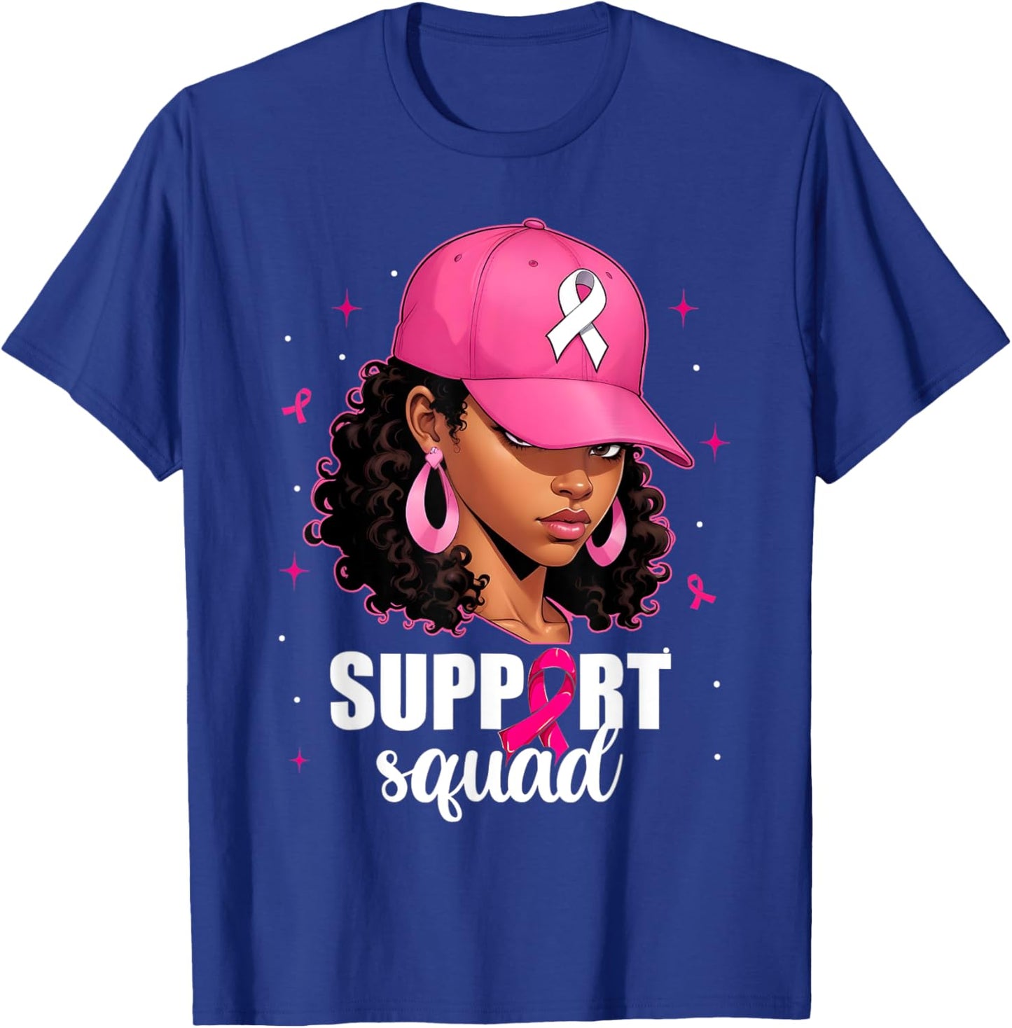 Support Squad Breast Cancer Awareness Black Women Pink Girls T-Shirt - T-Shirt | Royal
