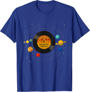 Vinyl Record Solar System Planets Astronomy Space Cosmic T-Shirt - T-Shirt | Royal