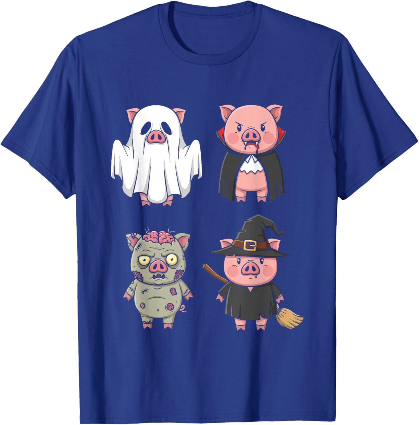 Pig Spooky Witch Boo Zombie Cute Pig Halloween Boys & Girls T-Shirt - T-Shirt | Royal