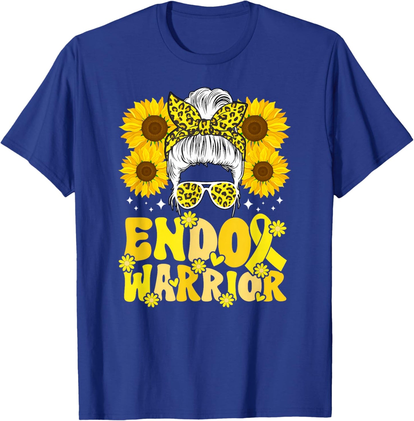 Endo Warrior Messy Bun Endometriosis Awareness Month T-Shirt - T-Shirt | Royal