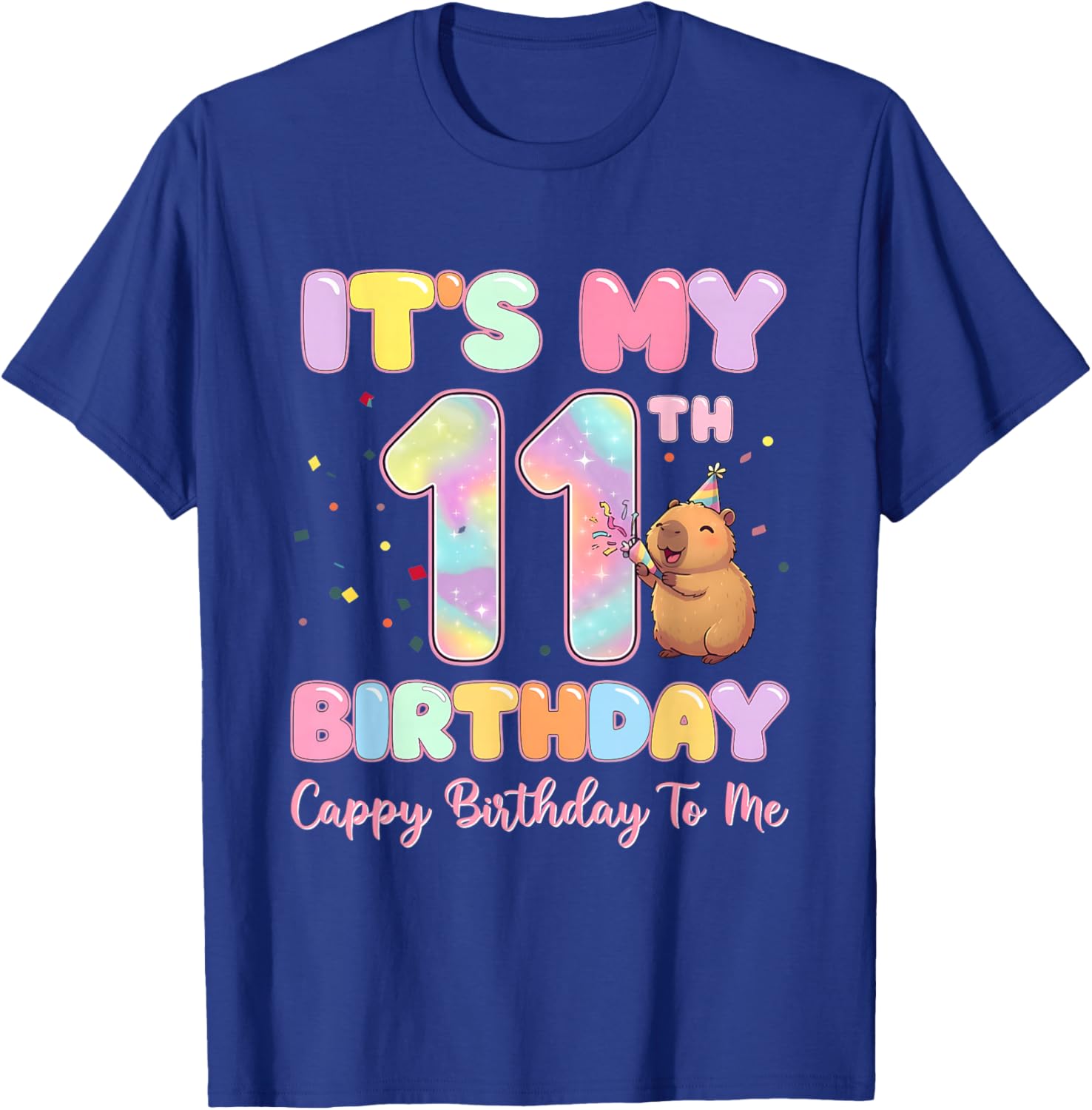 It's My 11th Birthday Cappy Birthday to Me Capybaras Groovy T-Shirt - T-Shirt | Royal