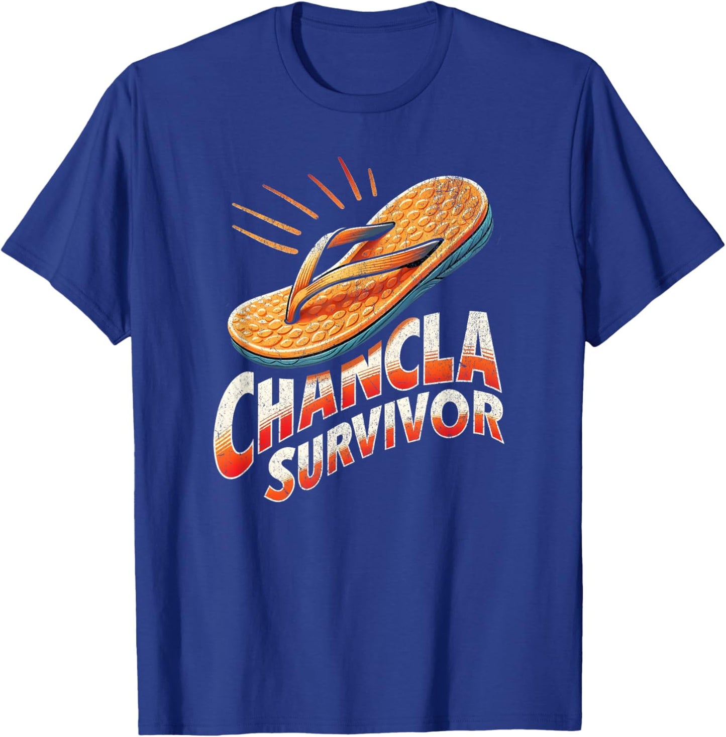 Chancla Survivor Funny Sarcastic Vintage Latino T-Shirt - T-Shirt | Royal
