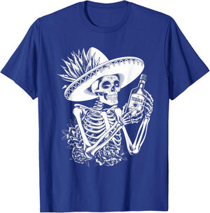 Mexico Vintage Skeleton Tequila Dia De Los Muertos Mexican T-Shirt - T-Shirt | Royal