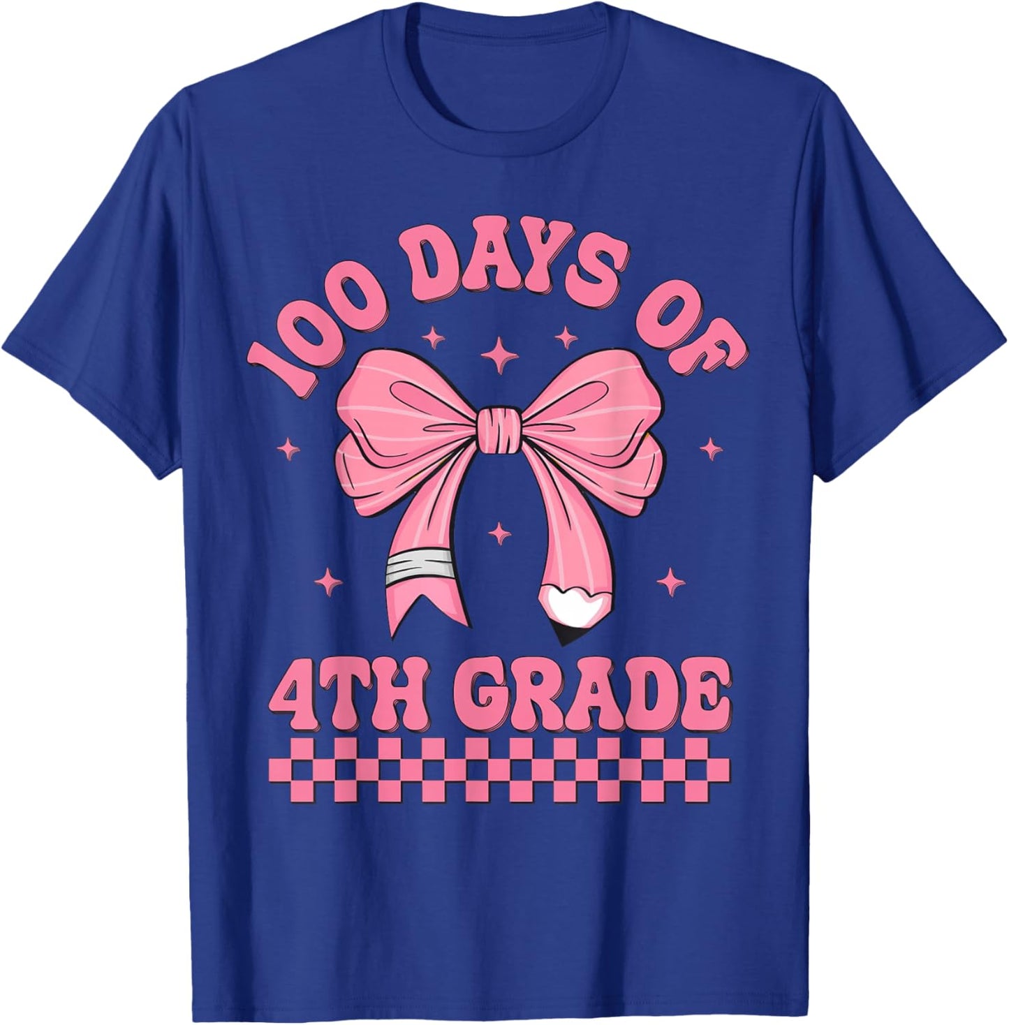 100th Day Of School Coquette Bow 100 Days Of 4th Grade T-Shirt - T-Shirt | Royal