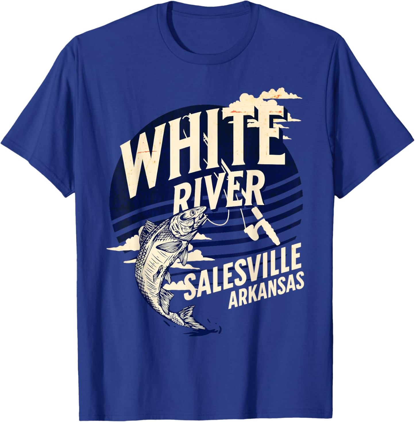 White River Salesville Arkansas Fly Fishing Trout Souvenir T-Shirt - T-Shirt | Royal