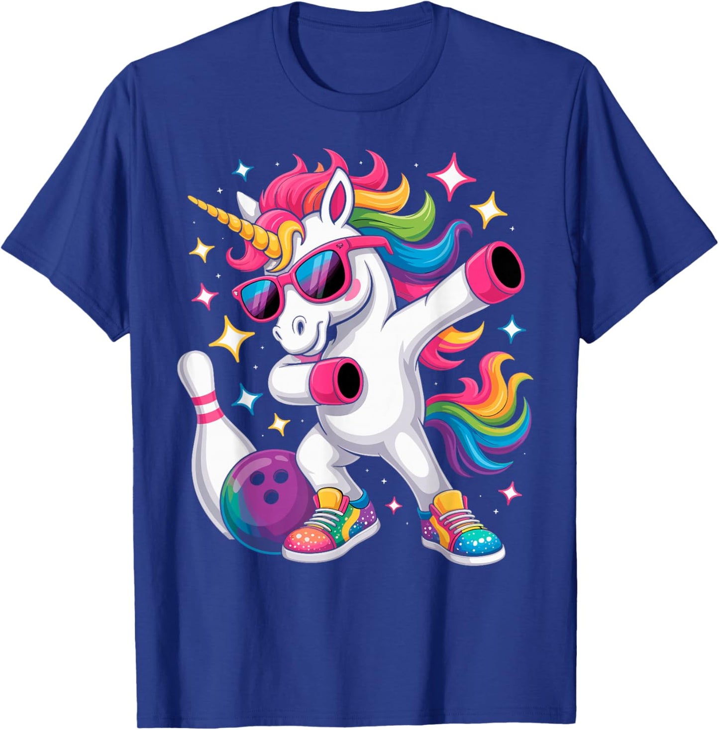 Kids Funny Bowling Bowling Unicorn Dabbing Dab Bowler T-Shirt - T-Shirt | Royal