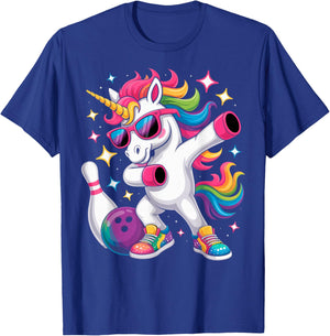 Kids Funny Bowling Bowling Unicorn Dabbing Dab Bowler T-Shirt - T-Shirt | Royal