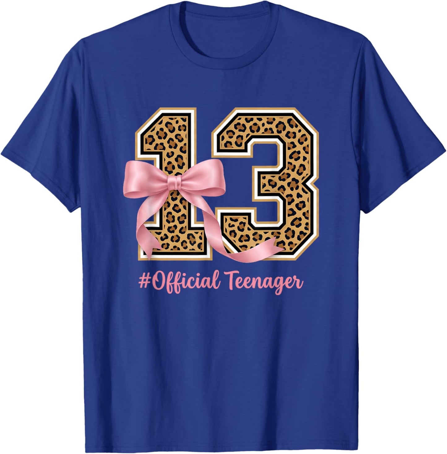 Coquette Leopard Pink Birthday Girl 13 Years Old T-Shirt - T-Shirt | Royal