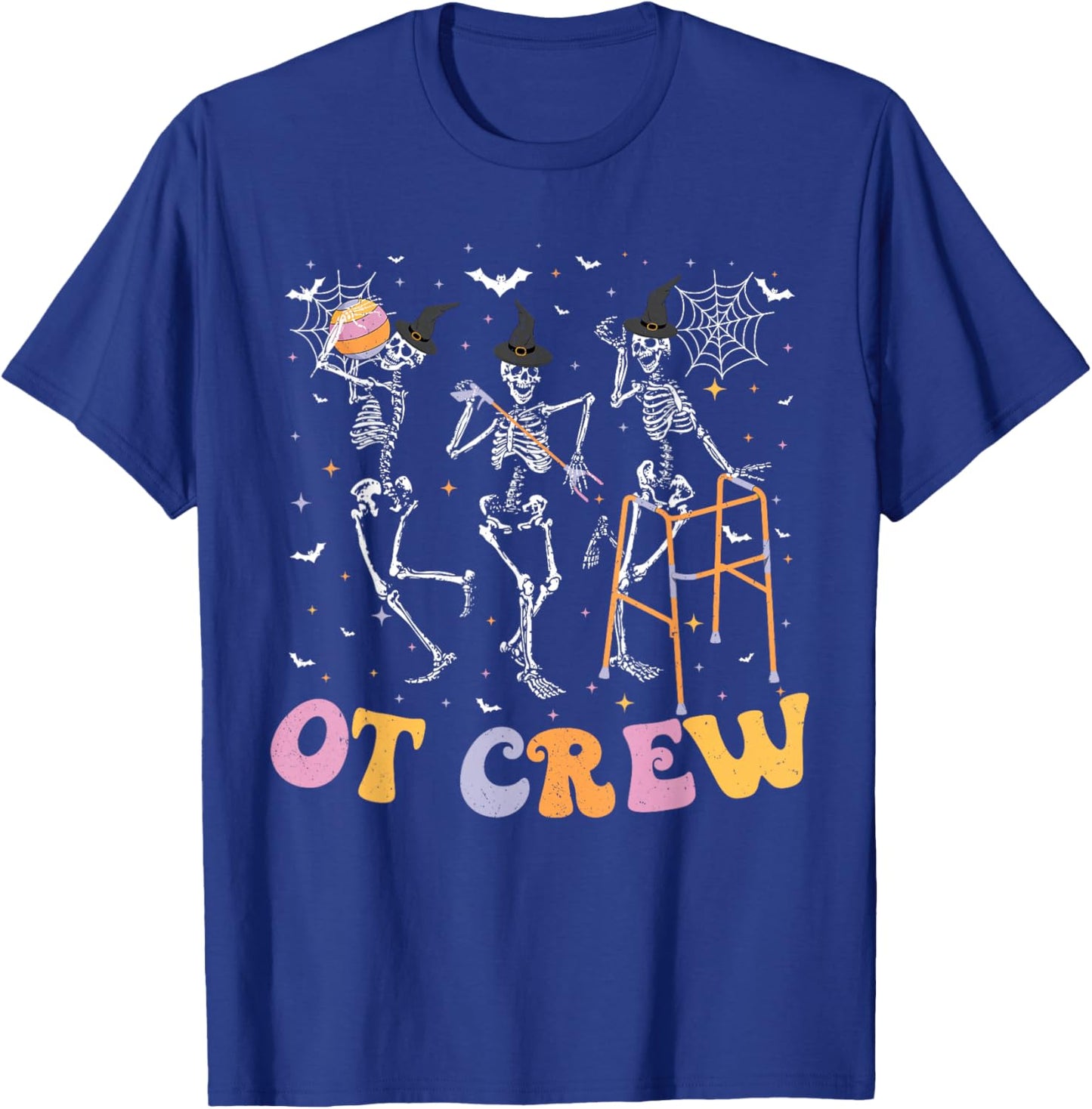 Skeleton Spooky OT Crew Occupational Therapy Halloween T-Shirt - T-Shirt | Royal