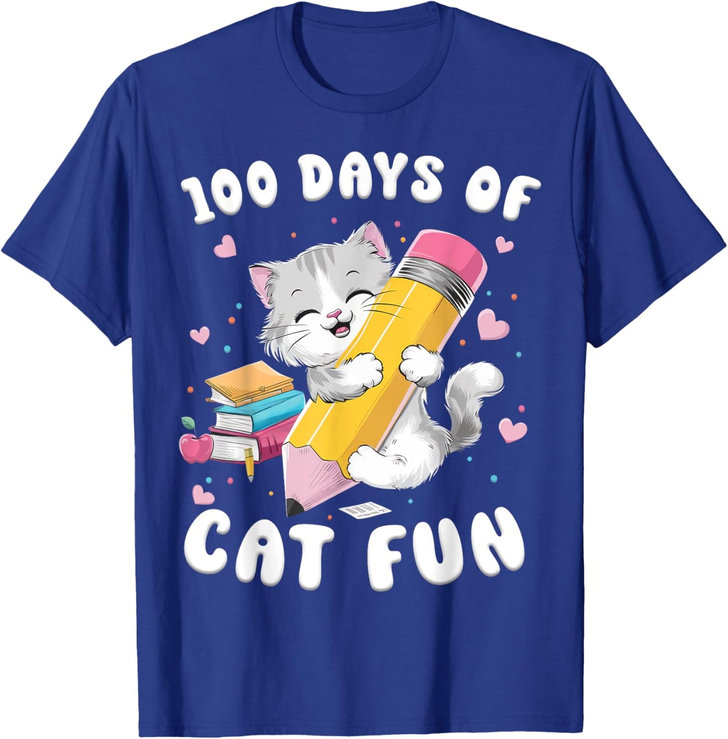 Cats 100th Day of School Teacher 100 days Cat Kitty T-Shirt - T-Shirt | Royal