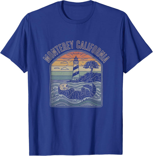 Retro Monterey California Drawing Art Design T-Shirt - T-Shirt | Royal
