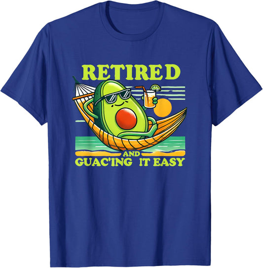 Retired and Guac'ing It Easy Funny Avocado Graphic Design T-Shirt - T-Shirt | Royal