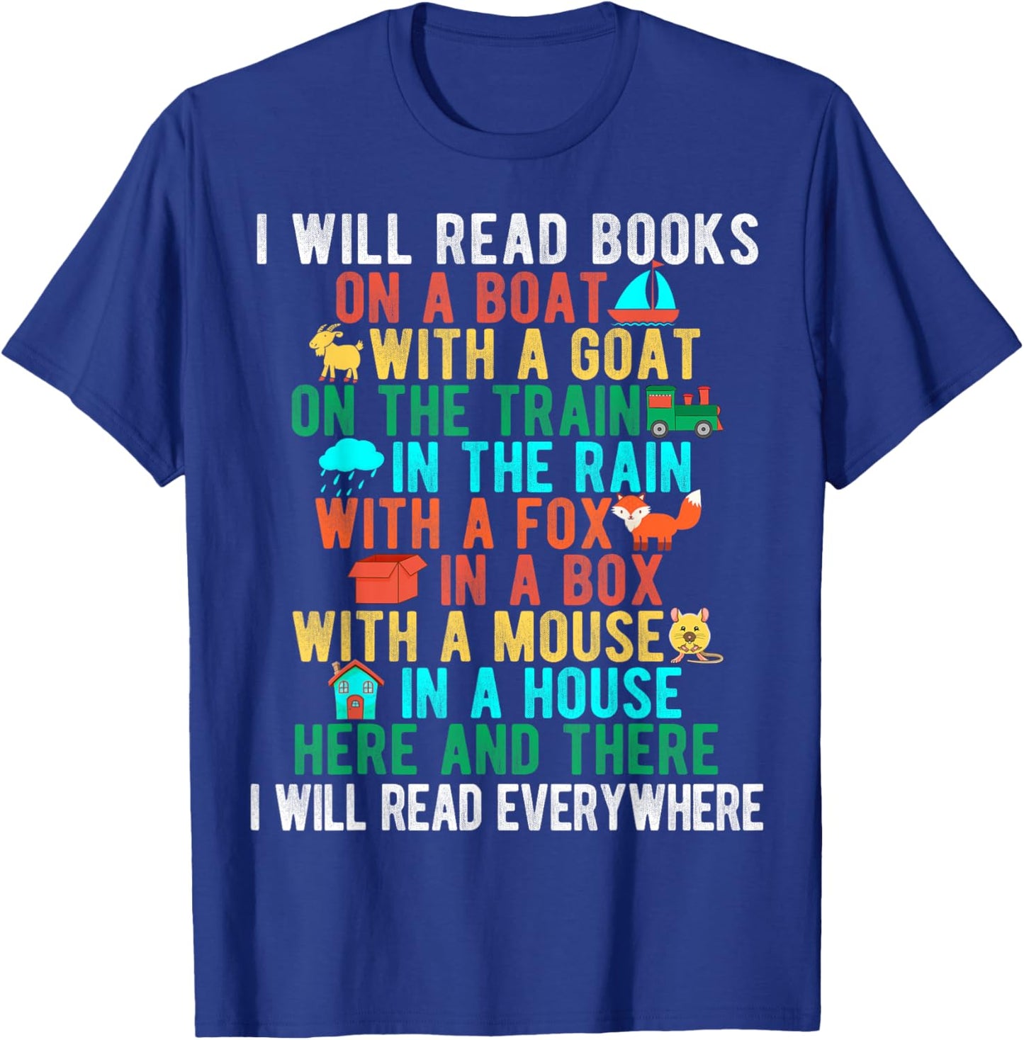 I Will Read Book on Boat Funny Words for Kids T-Shirt - T-Shirt | Royal