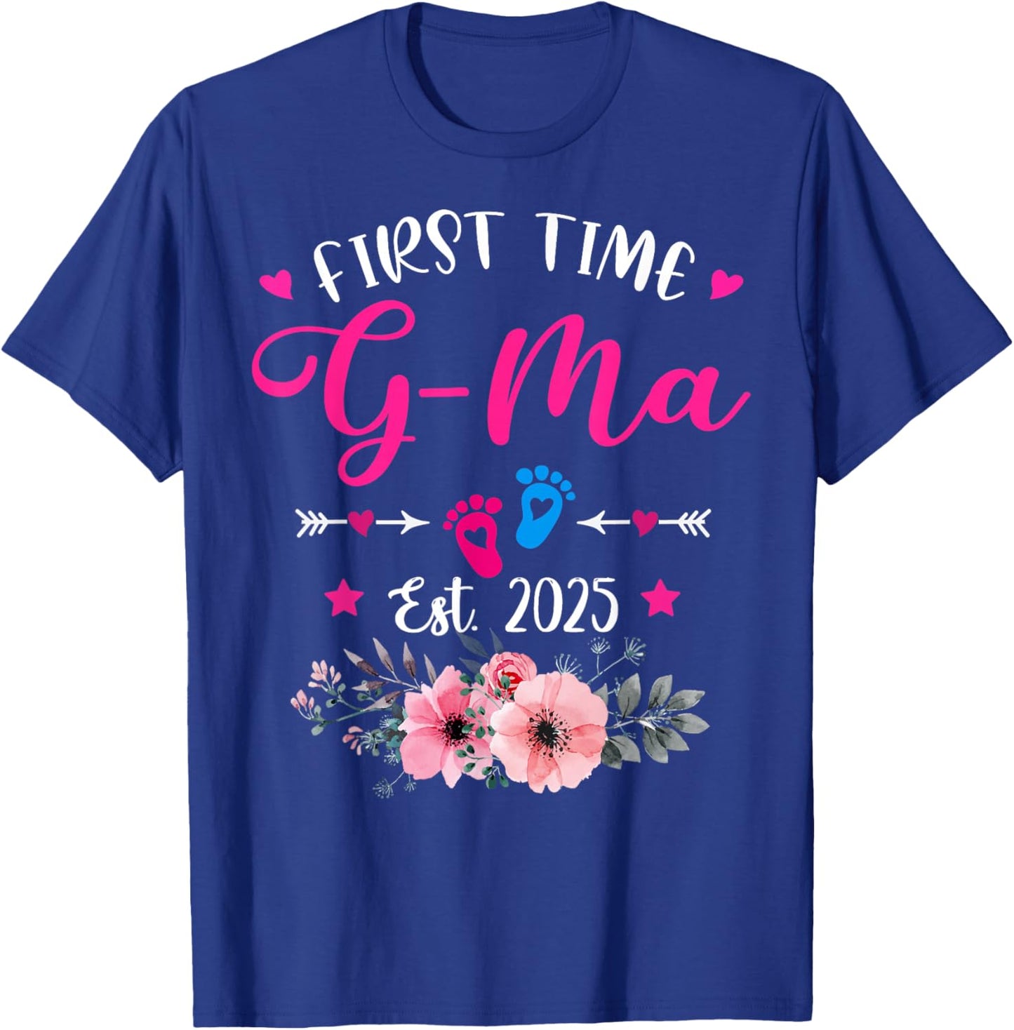 First Time G-Ma 2025 Mother's Day Soon To Be Mom Pregnancy T-Shirt - T-Shirt | Royal