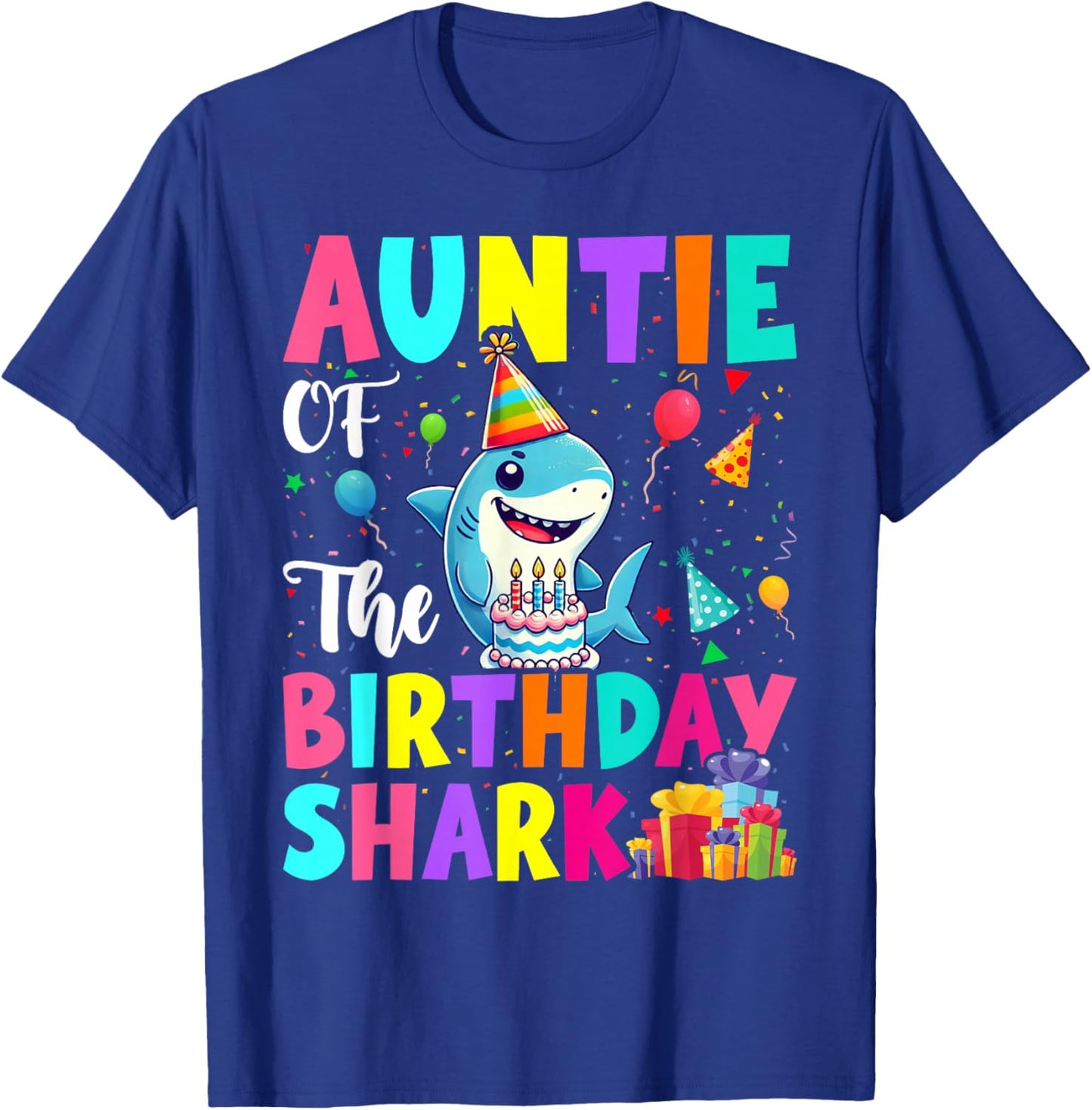 Auntie Of The Shark Birthday Boy Girl Party Family Group T-Shirt - T-Shirt | Royal