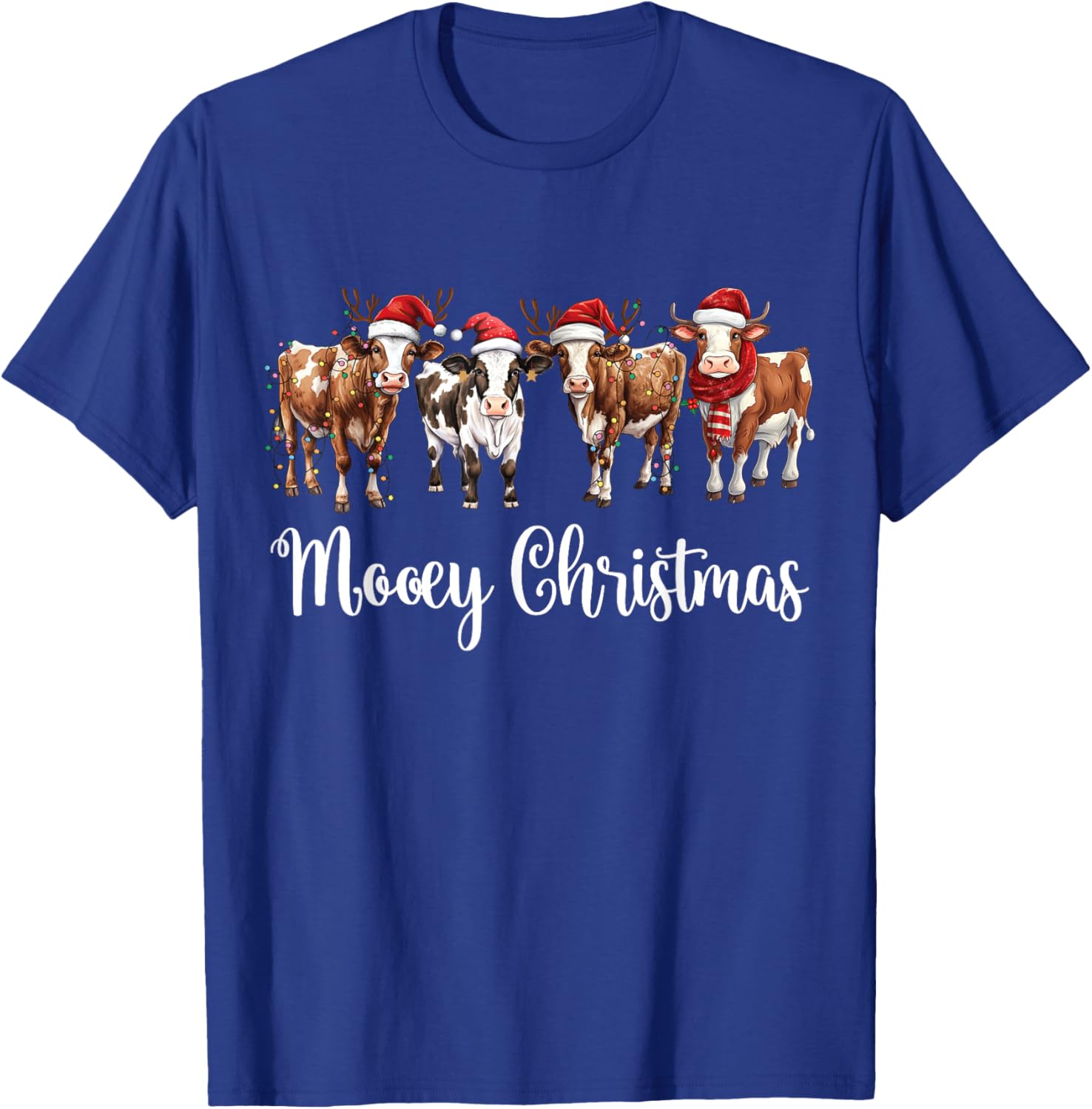 Mooey Christmas Cowgirl Xmas Funny Western Christmas Cow T-Shirt - T-Shirt | Royal