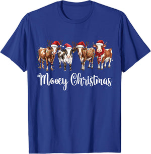 Mooey Christmas Cowgirl Xmas Funny Western Christmas Cow T-Shirt - T-Shirt | Royal