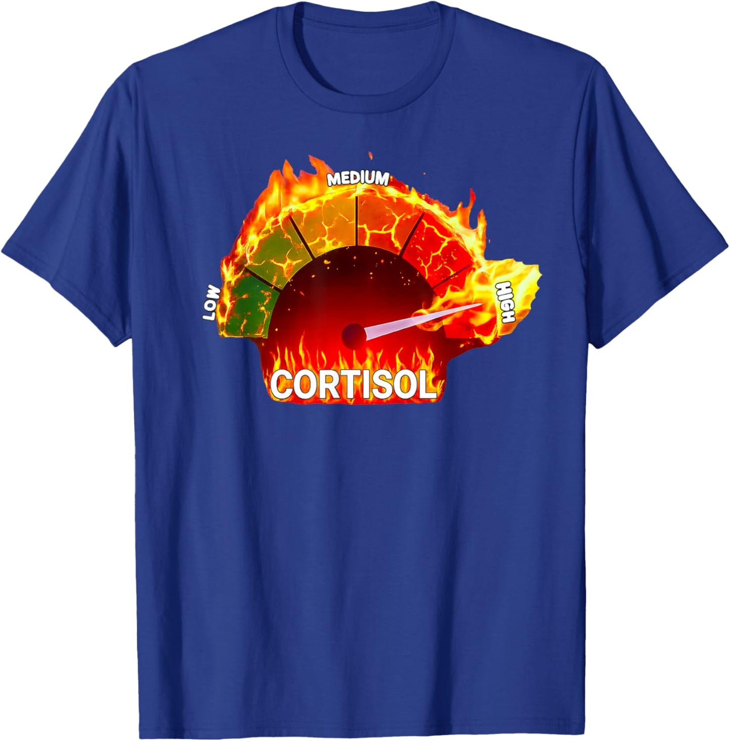 High Cortisol Spike Stress Level Anxiety Meme T-Shirt - T-Shirt | Royal