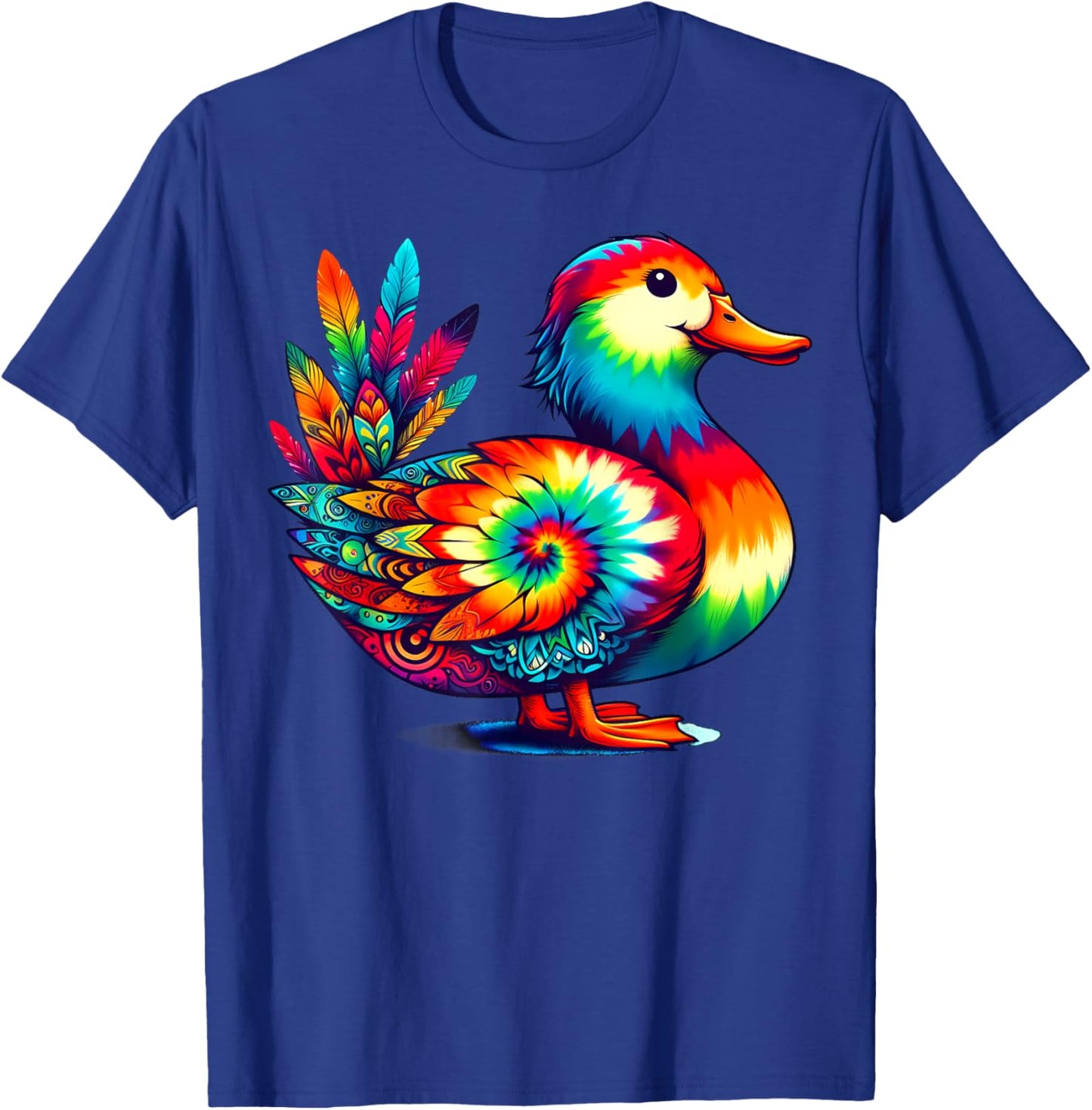 Cool Duck Graphic Spirit Animal Illustration Tie Dye Art T-Shirt - T-Shirt | Royal
