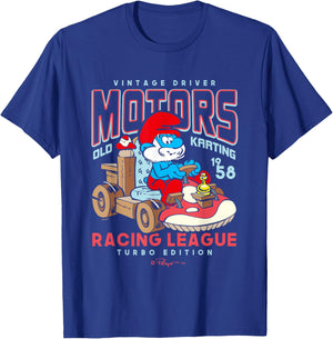 The Smurfs Vintage Driver Motors Old Karting Papa Smurf Logo T-Shirt - T-Shirt | Royal