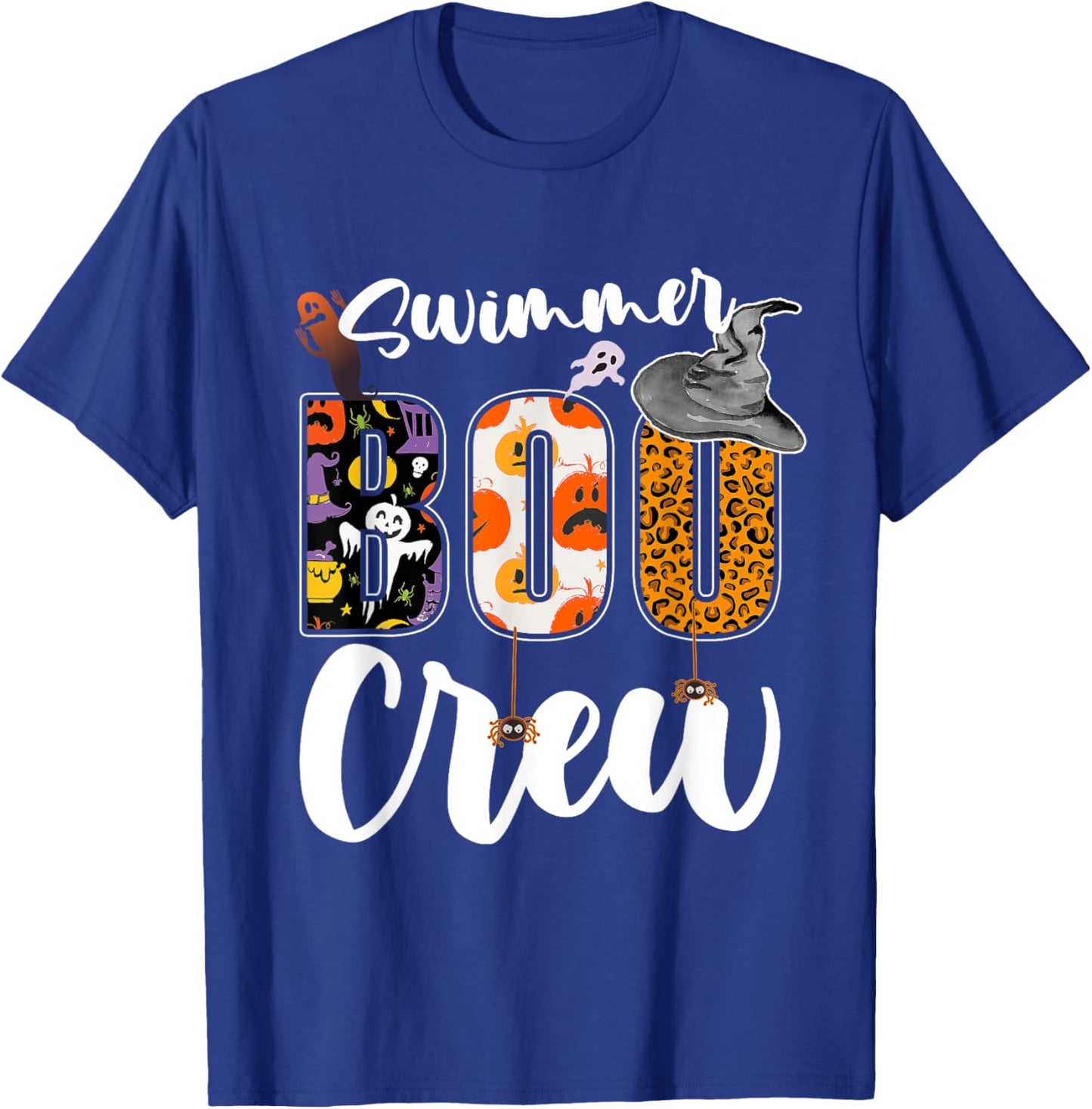 Swimmer Boo Crew Halloween Matching Swim Coach T-Shirt - T-Shirt | Royal
