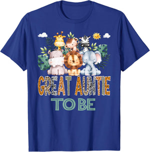 Soon To Be Great Auntie Jungle Animal Safari Gender Reveal T-Shirt - T-Shirt | Royal