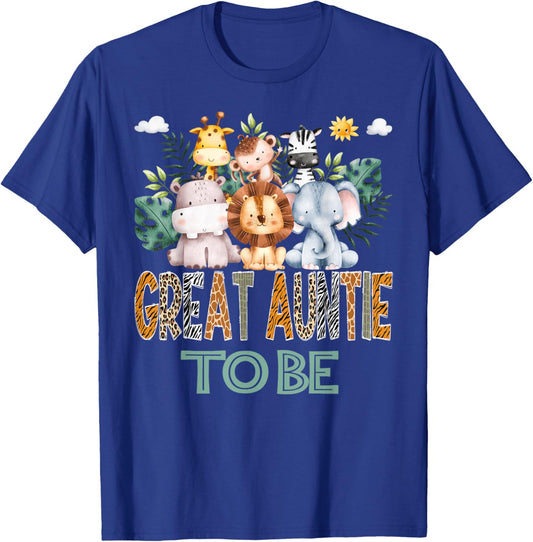 Soon To Be Great Auntie Jungle Animal Safari Gender Reveal T-Shirt - T-Shirt | Royal