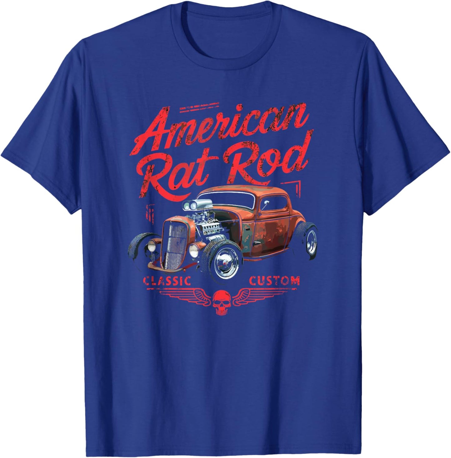 American Rat Rod Classic Custom, Vintage Rat Rod Car T-Shirt - T-Shirt | Royal