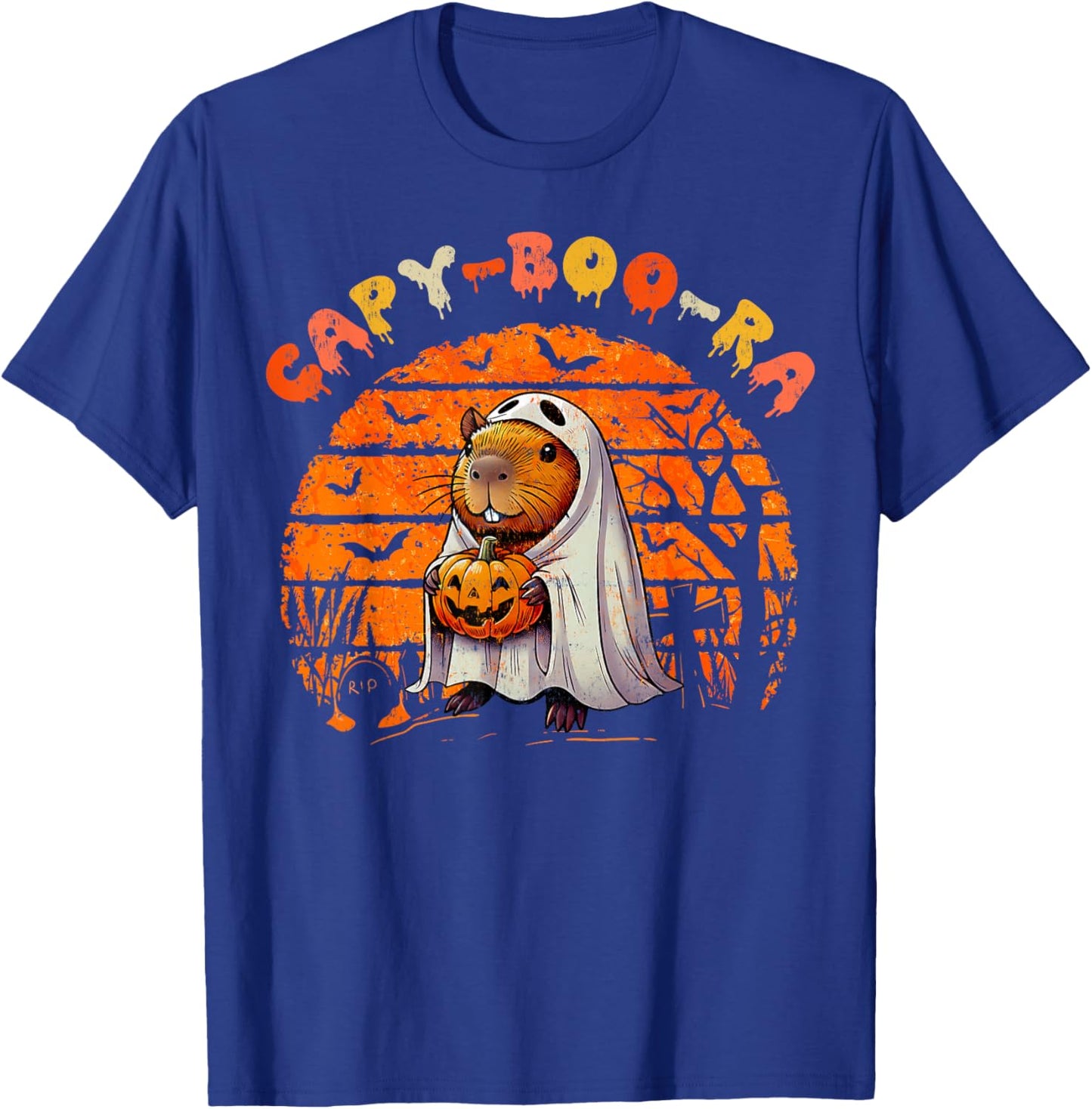 Capy-Boo-Ra Cute Capybara Boo Ghost Funny Cappy Halloween T-Shirt - T-Shirt | Royal