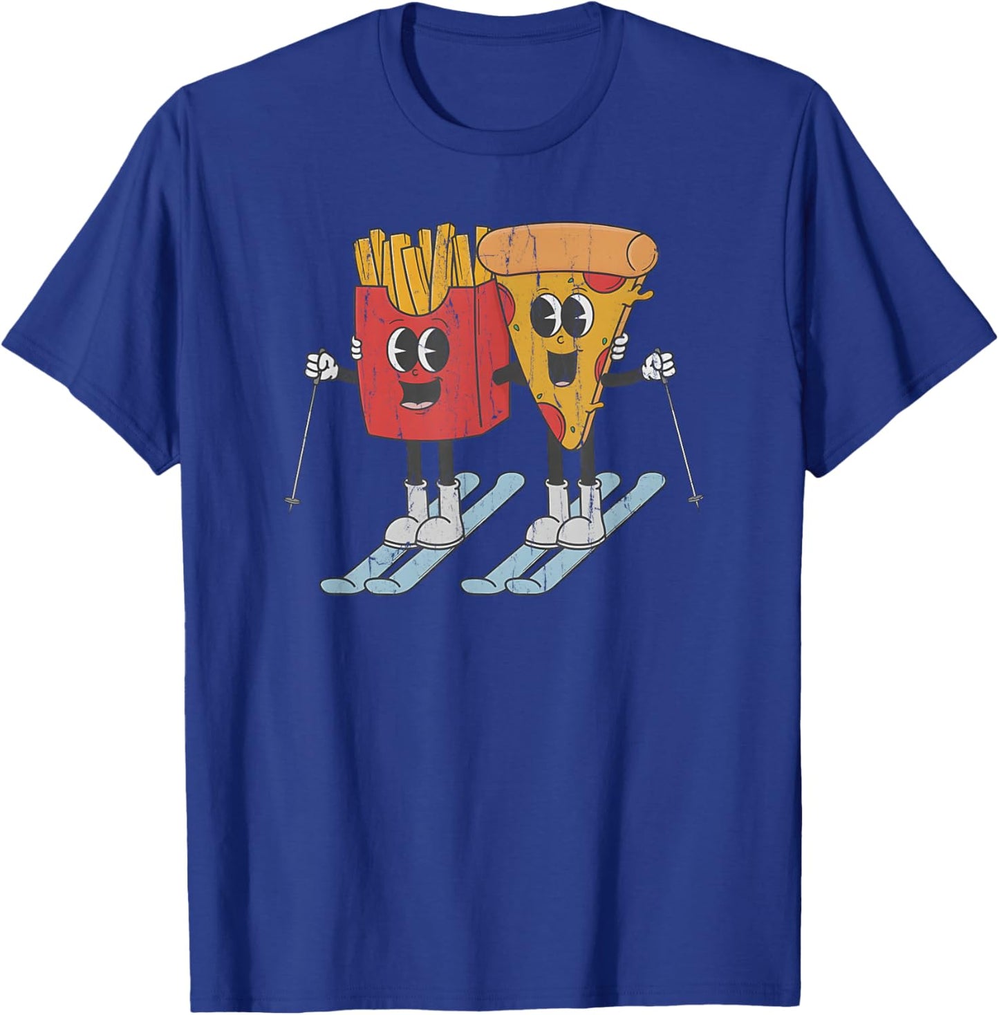 Pizza and French Fry, Funny Ski, Beginner Skier T-Shirt - T-Shirt | Royal