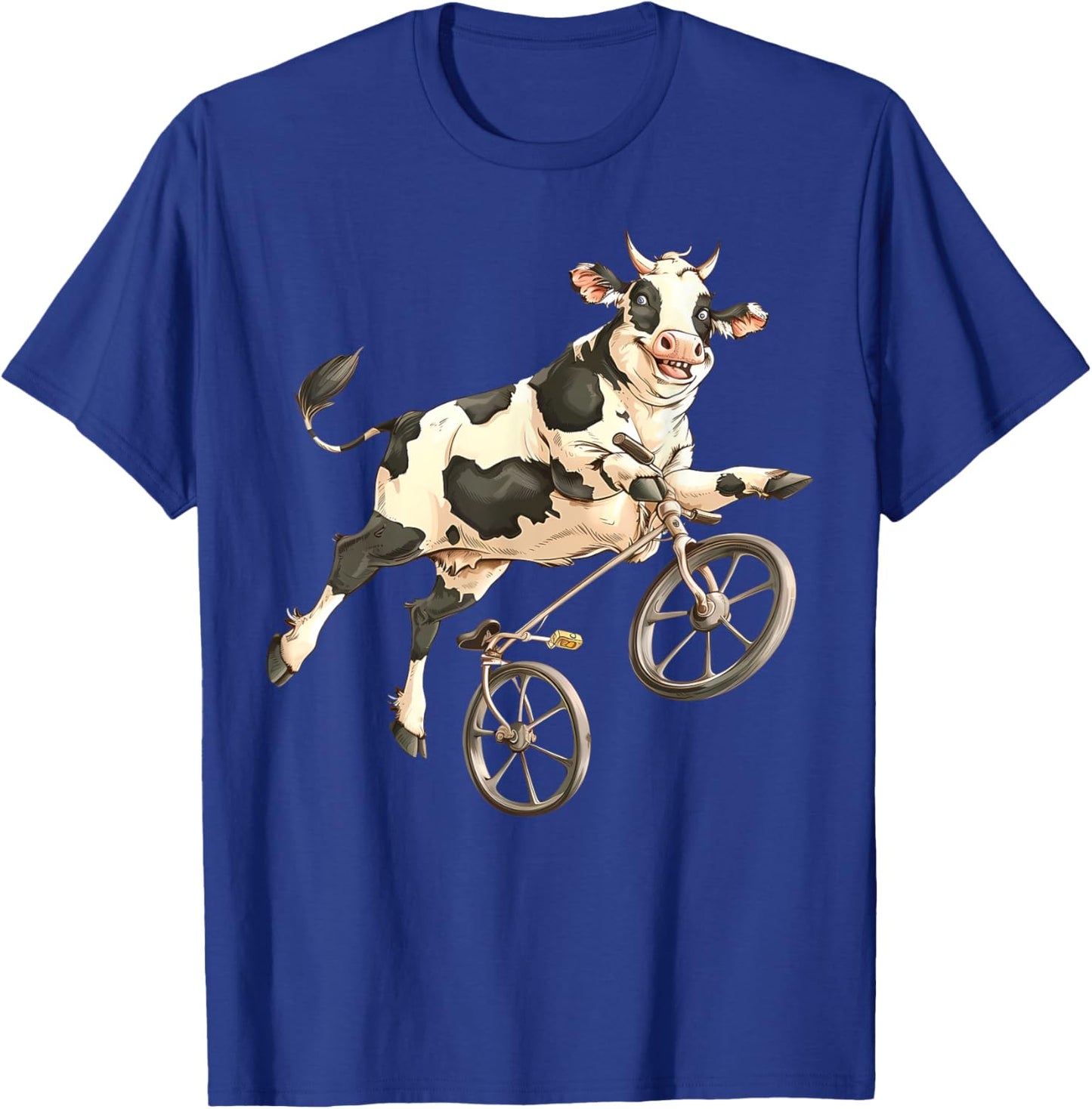 Cow Riding Bicycle Cute Biker Cyclist Cycling Cow Farmer T-Shirt - T-Shirt | Royal