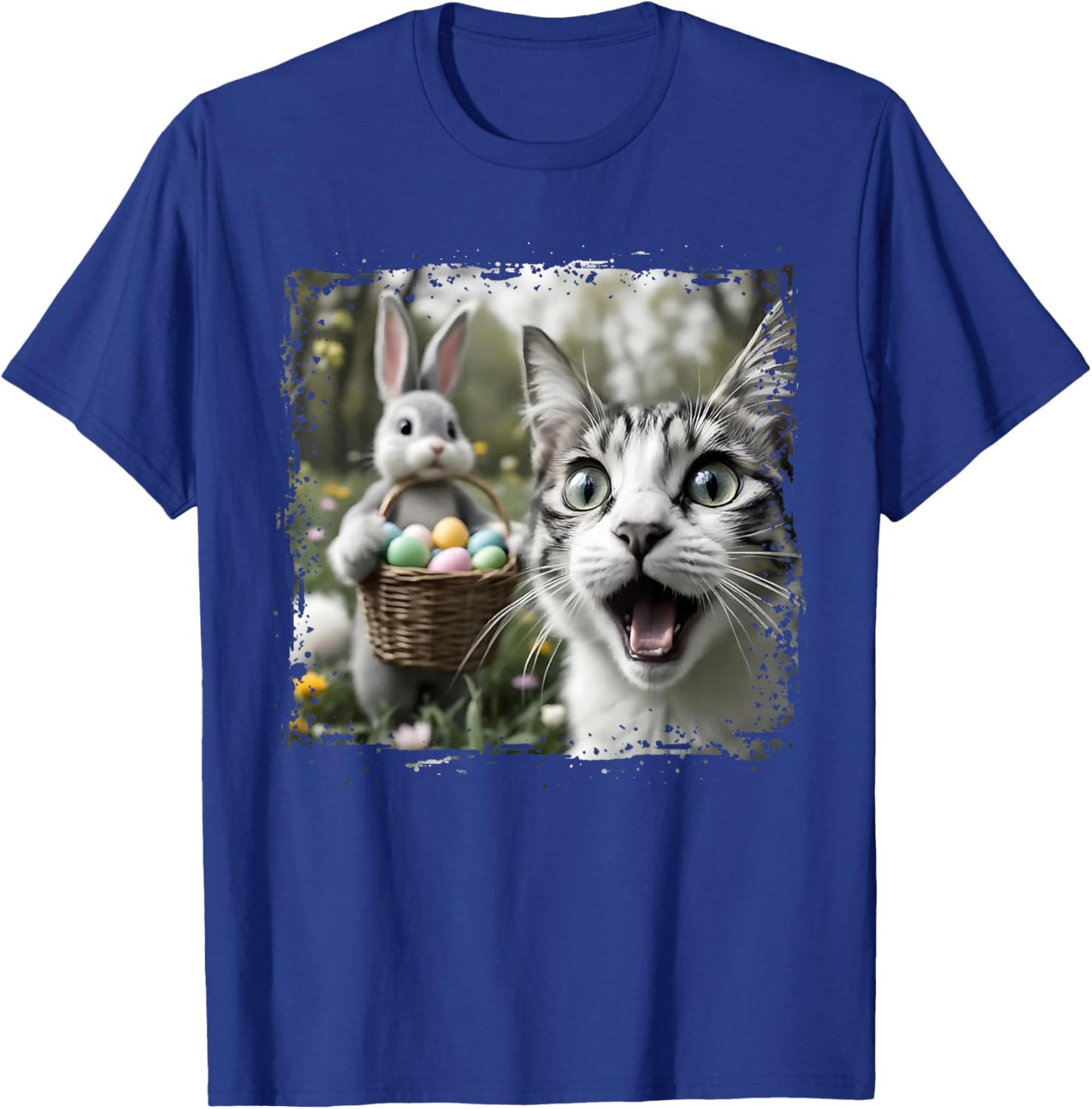 Funny Easter Cat Selfie with Easter Bunny Adults Kids Easter T-Shirt - T-Shirt | Royal
