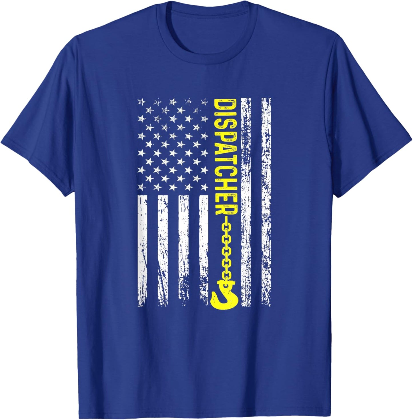 Tow Truck Dispatcher USA Flag Thin Yellow Line T-Shirt - T-Shirt | Royal