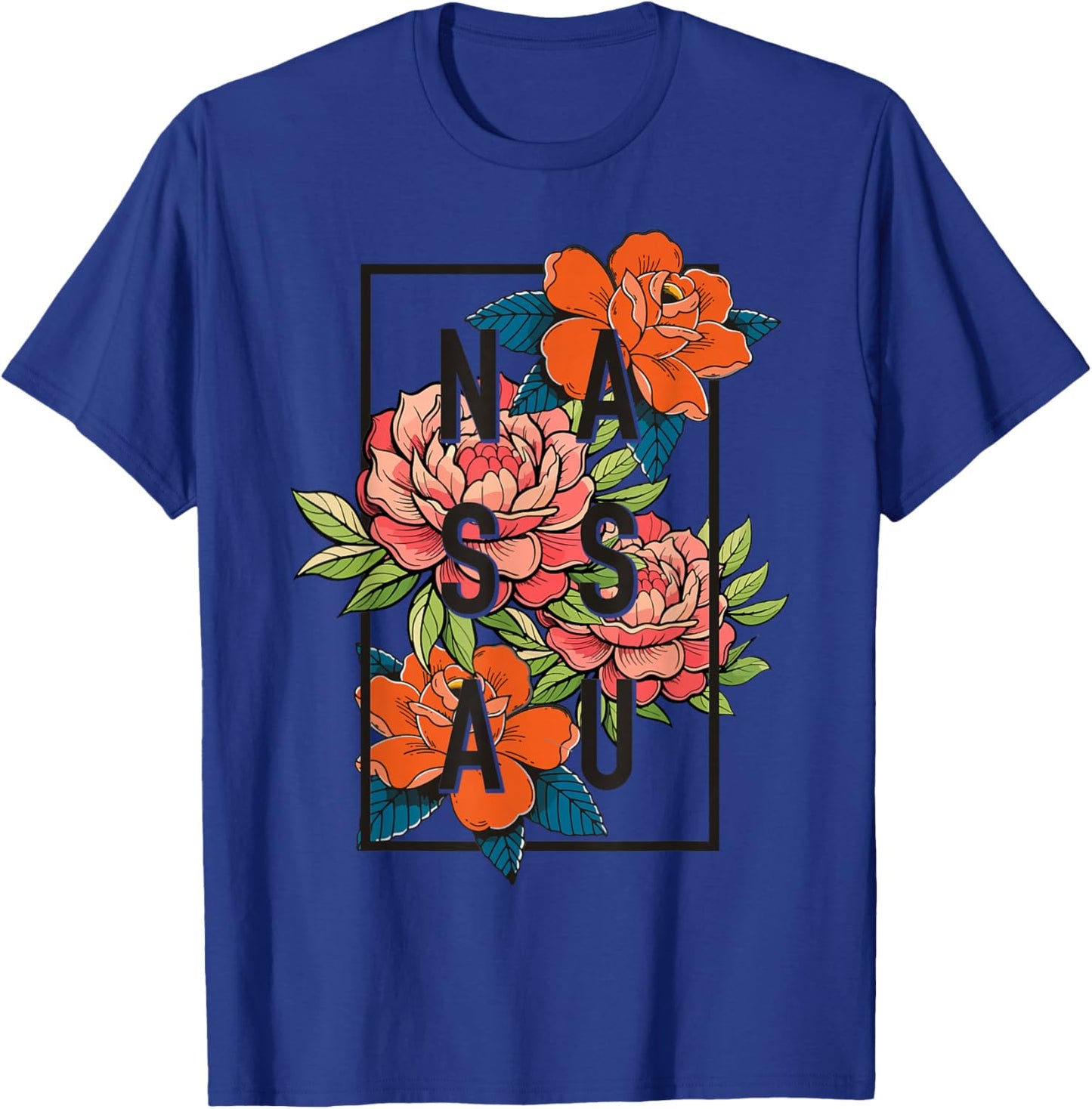Nassau Bahamas Wildflower Floral Souvenir Vintage Flower T-Shirt - T-Shirt | Royal