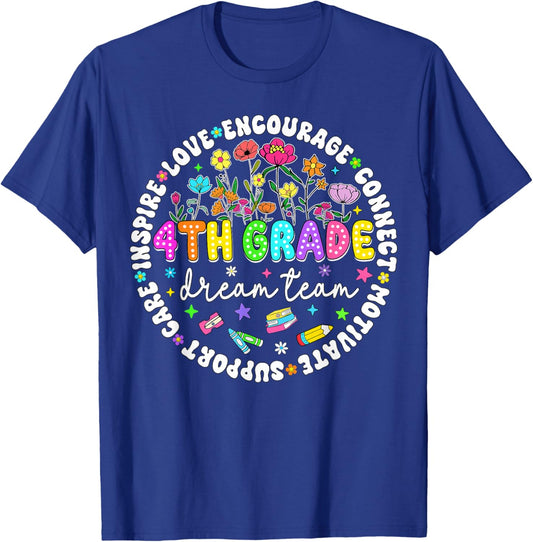 Fourth Grade Dream Team 4th Grade Teacher Back to School T-Shirt - T-Shirt | Royal