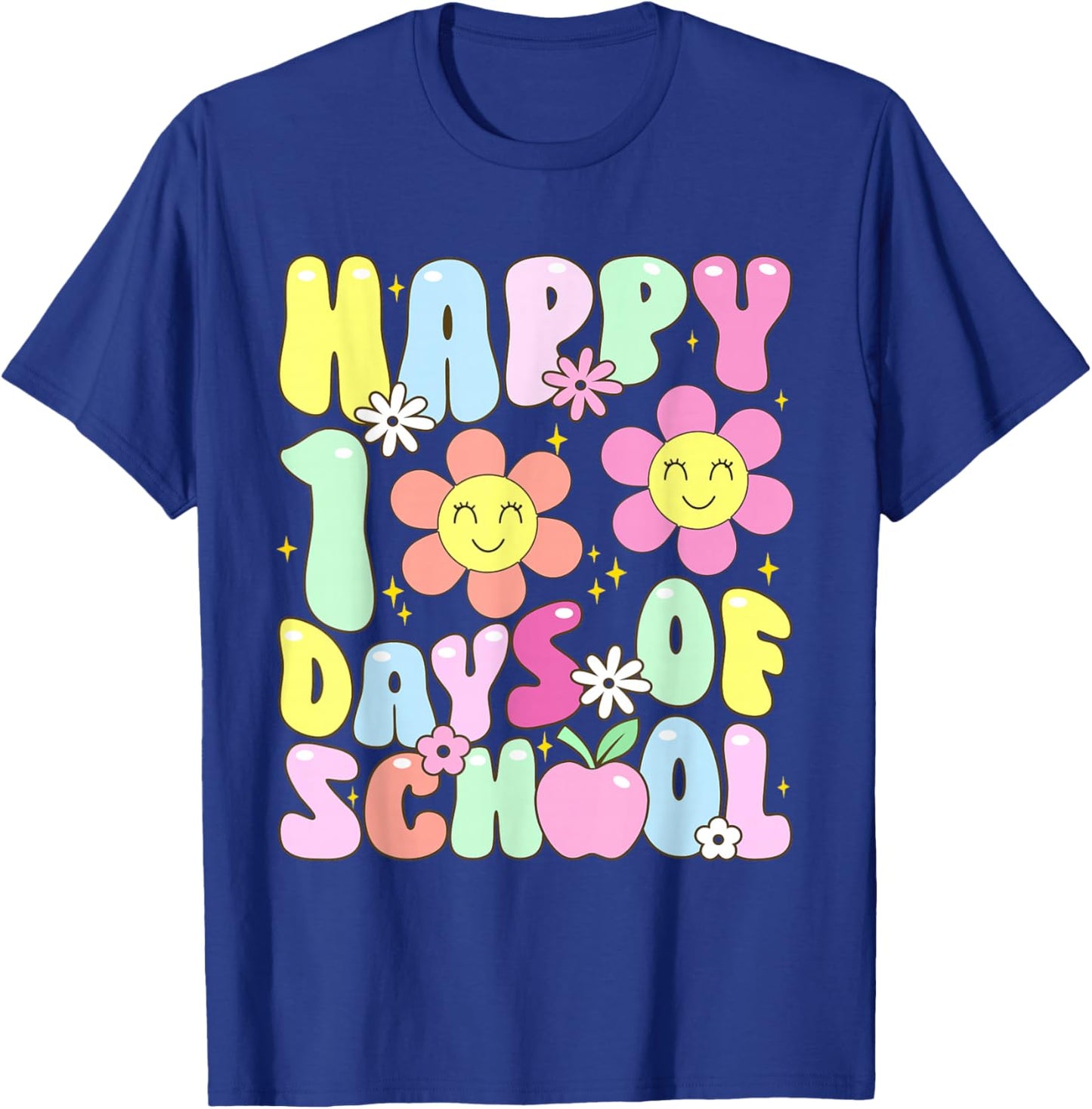 100th Day of School Kids Boys Girls Groovy 100 Days T-Shirt - T-Shirt | Royal