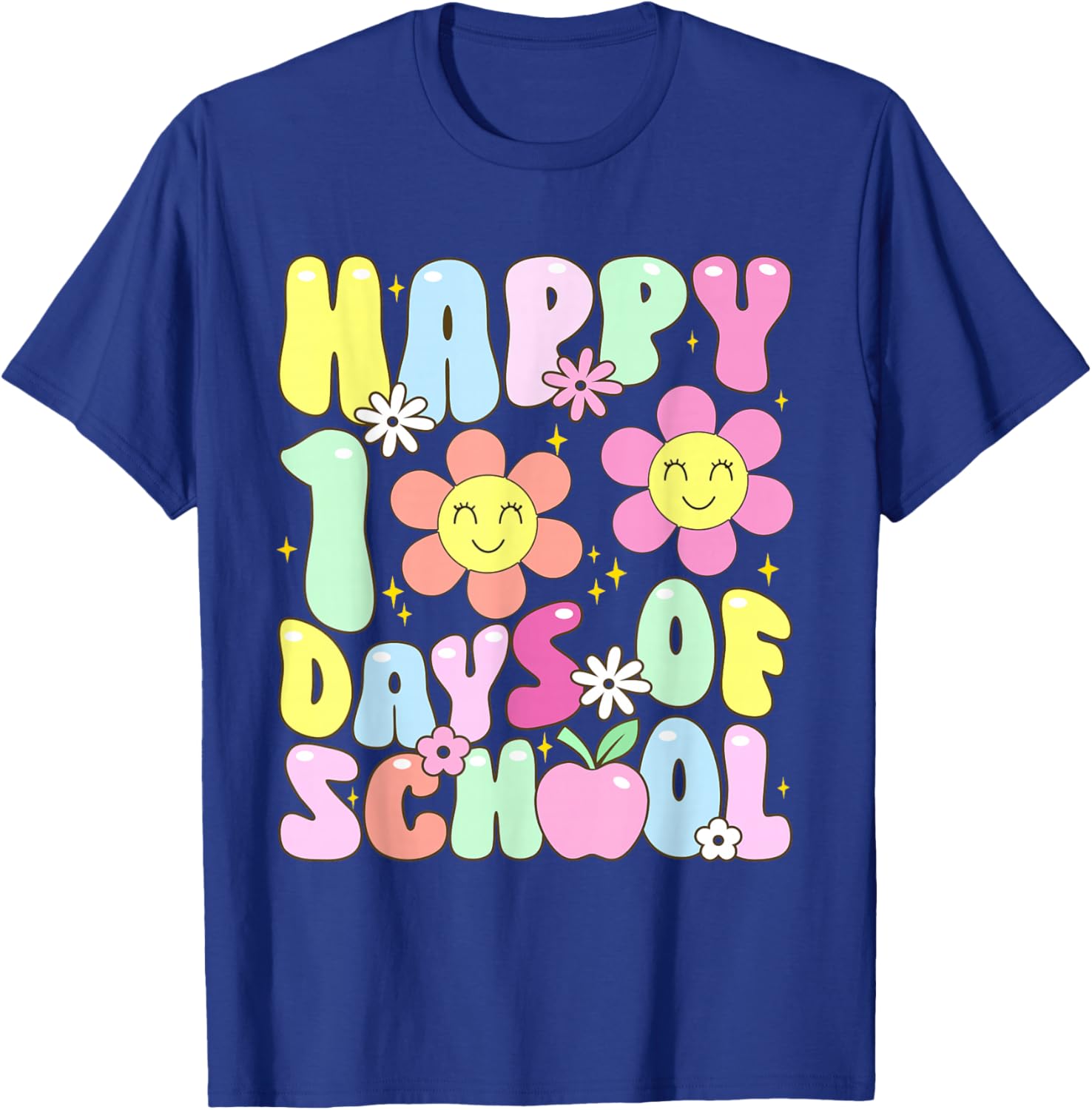 100th Day of School Kids Boys Girls Groovy 100 Days T-Shirt - T-Shirt | Royal