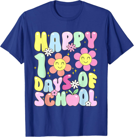 100th Day of School Kids Boys Girls Groovy 100 Days T-Shirt - T-Shirt | Royal